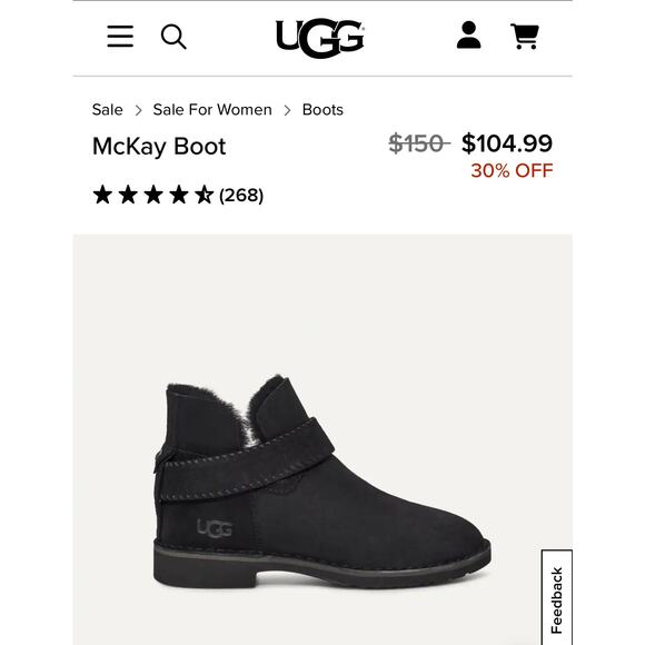 UGG MCKAY BOOTIES BLACK  SUEDE LEATHER SHEEPSKIN STYLE 1012358 WOMEN SIZE 10 10 - Picture 2 of 12